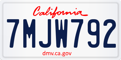 CA license plate 7MJW792