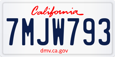 CA license plate 7MJW793