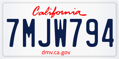 CA license plate 7MJW794