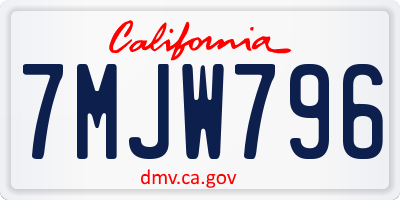CA license plate 7MJW796