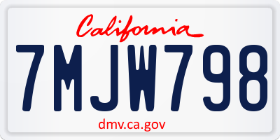 CA license plate 7MJW798