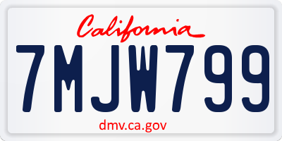 CA license plate 7MJW799