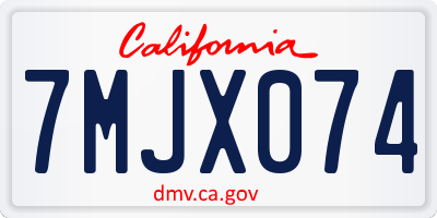 CA license plate 7MJX074