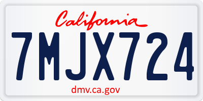 CA license plate 7MJX724