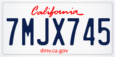 CA license plate 7MJX745