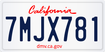 CA license plate 7MJX781