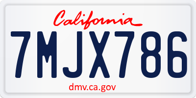 CA license plate 7MJX786