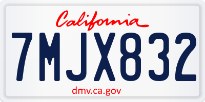 CA license plate 7MJX832