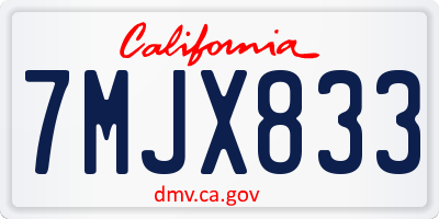 CA license plate 7MJX833