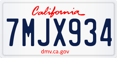CA license plate 7MJX934