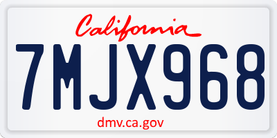 CA license plate 7MJX968