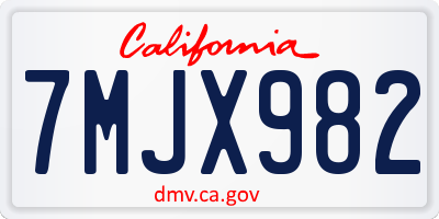 CA license plate 7MJX982