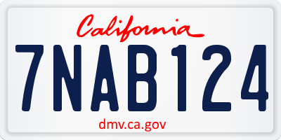CA license plate 7NAB124