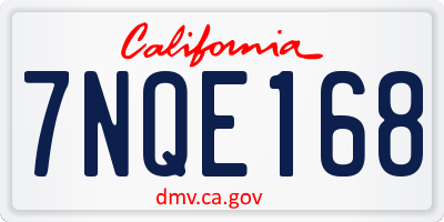 CA license plate 7NQE168