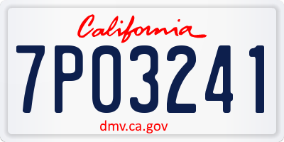 CA license plate 7P03241