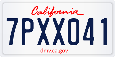 CA license plate 7PXX041