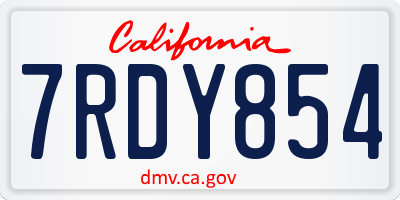 CA license plate 7RDY854
