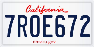 CA license plate 7ROE672