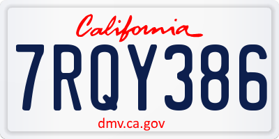 CA license plate 7RQY386