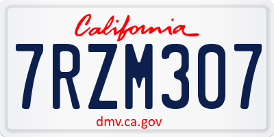 CA license plate 7RZM307