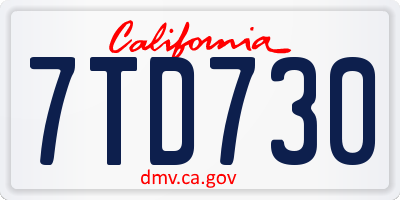CA license plate 7TD730