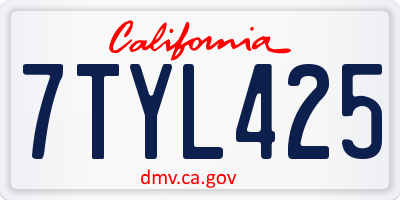 CA license plate 7TYL425