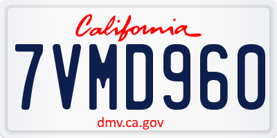CA license plate 7VMD960