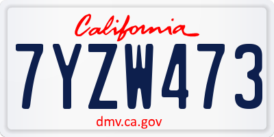 CA license plate 7YZW473