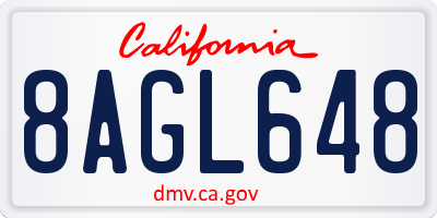 CA license plate 8AGL648