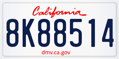 CA license plate 8K88514