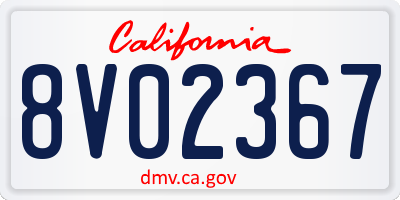 CA license plate 8V02367
