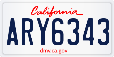 CA license plate ARY6343