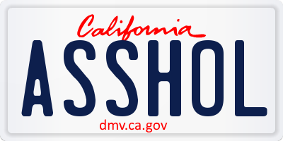 CA license plate ASSHOL