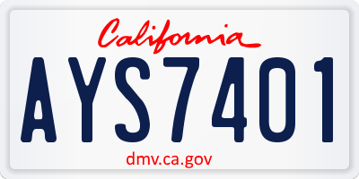 CA license plate AYS7401