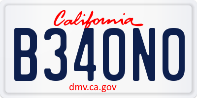 CA license plate B340N0