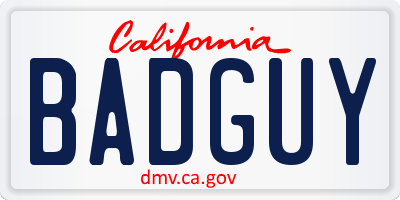 CA license plate BADGUY