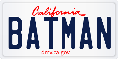 CA license plate BATMAN