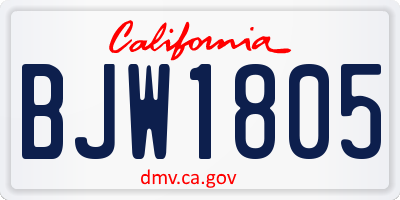 CA license plate BJW1805