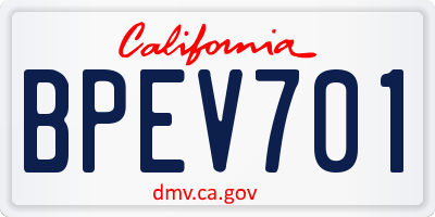CA license plate BPEV701