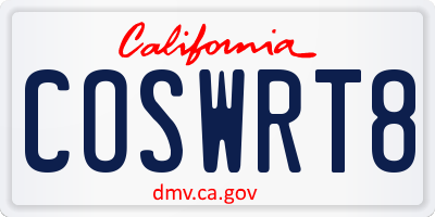 CA license plate COSWRT8