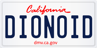 CA license plate DIONOID