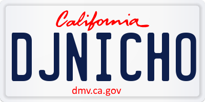 CA license plate DJNICHO
