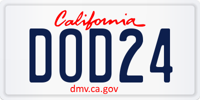 CA license plate DOD24