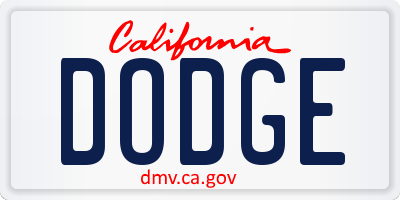 CA license plate DODGE