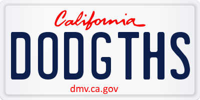 CA license plate DODGTHS
