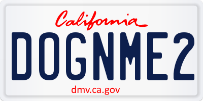 CA license plate DOGNME2