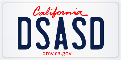 CA license plate DSASD