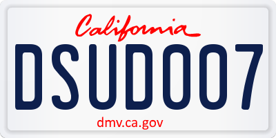 CA license plate DSUD007