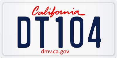 CA license plate DT104