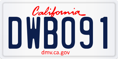 CA license plate DWB091